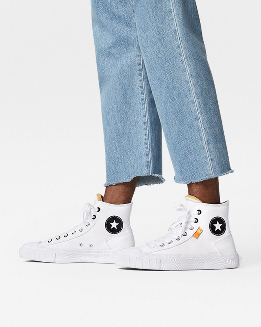 Dámské Boty Vysoké Converse Chuck Taylor Alt Star Platene Bílé Černé Bílé | CZ FWVU27